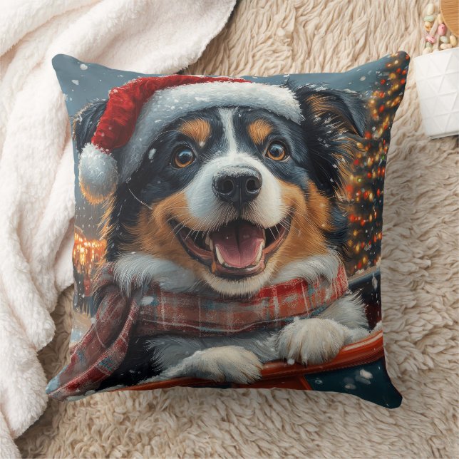 Australian Shepherd Dog Roller Coaster Christmas Cushion (Blanket)