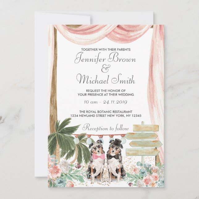 Australian Shepherd Dog Rustic Invitation (Front)