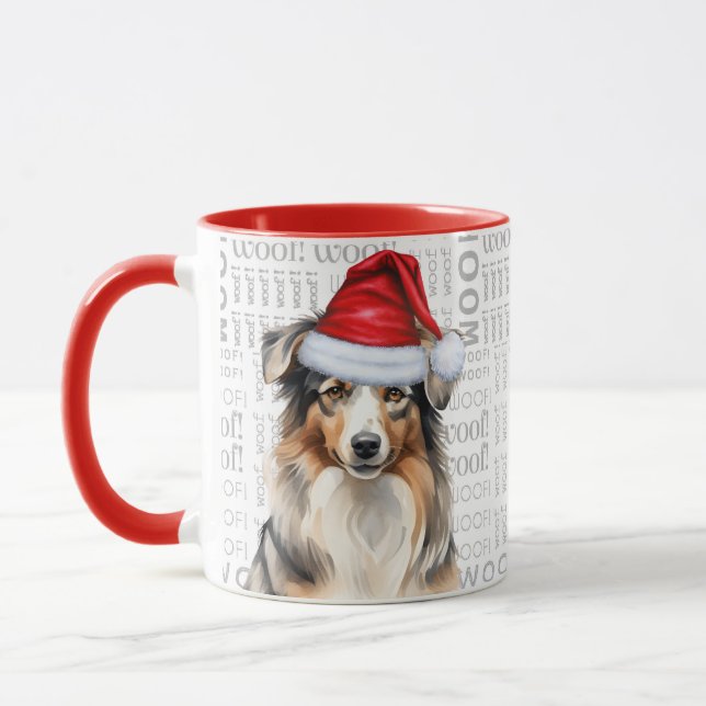 Australian Shepherd Dog Santa Christmas Mug (Left)