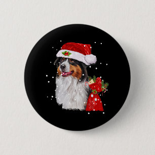 Australian Shepherd Dog Santa Hat Christmas 6 Cm Round Badge