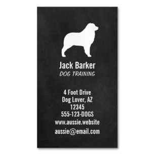 Australian Shepherd Dog Silhouette Vertical Magnetic Business Card