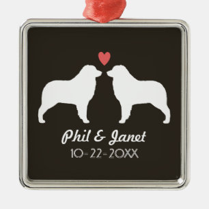 Australian Shepherd Dog Silhouettes Couple Custom Metal Tree Decoration