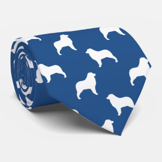 Australian Shepherd Dog Silhouettes Pattern Blue Tie