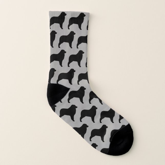 Australian Shepherd Dog Silhouettes Pattern Socks (Left Inside)