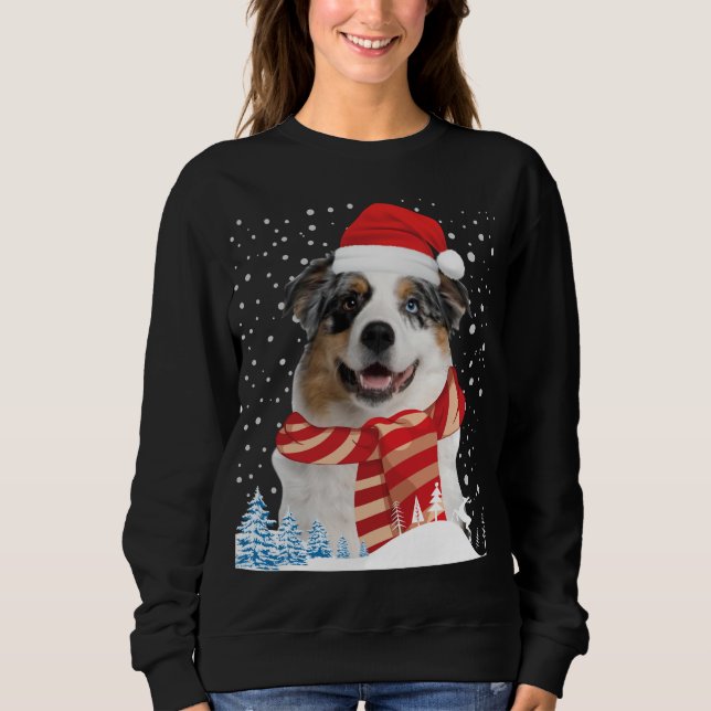 Australian Shepherd Dog Ugly Christmas Sweater Fun (Front)
