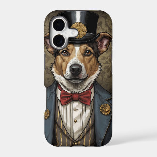Australian shepherd dog wearing bow tie suit