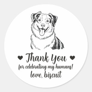 Australian Shepherd Dog Wedding Favour Stickers