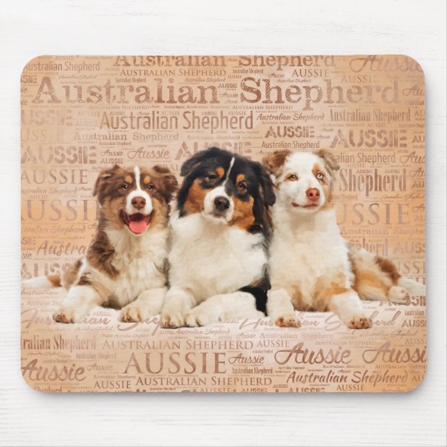Australian Shepherd dogs  on Word Cloud 1 Mouse Pad (Front)