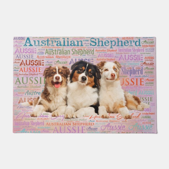 Australian Shepherd dogs  on Word Cloud 2 Doormat (Front)