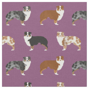 Australian Shepherd dogs purple Fabric