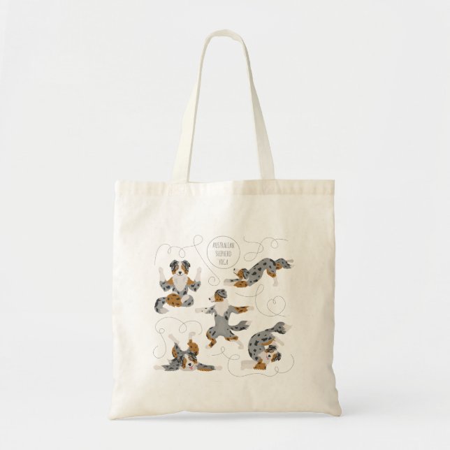 Australian shepherd doing yoga Tote bag (Front)