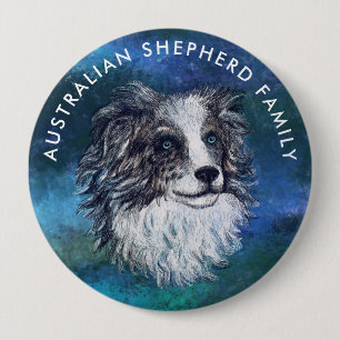 Australian shepherd drawing  10 cm round badge
