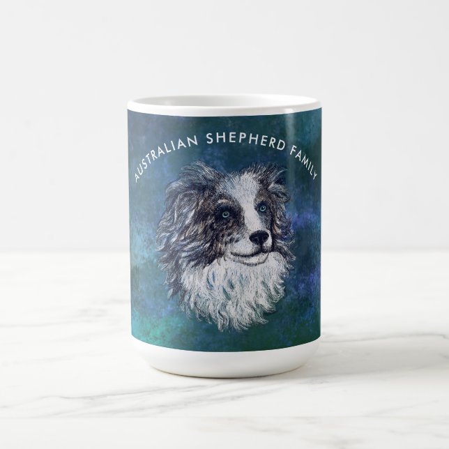 Australian shepherd drawing coffee mug (Center)