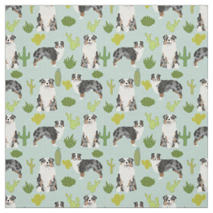 Australian Shepherd fabric cactus print