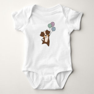 Australian Shepherd Flies Up With Balloons Baby Bodysuit
