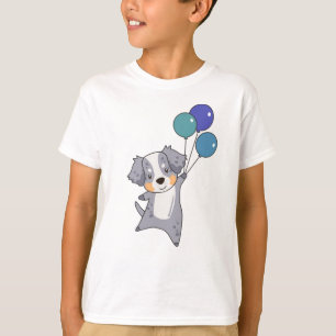 Australian Shepherd Flies Up With Balloons T-Shirt