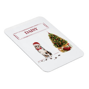 Australian Shepherd Funny Christmas Dog with Tree Magnet