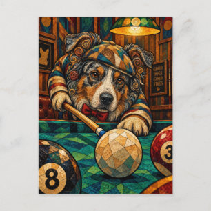Australian Shepherd, Geometric Mosaic Postcard