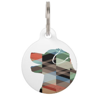 Australian Shepherd Geometric Silhouette Plaid Pet Tag