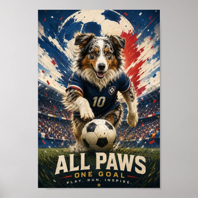 Australian Shepherd Goal Chaser Poster (Front)
