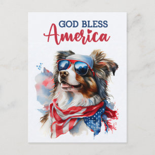 Australian Shepherd, God Bless America Postcard