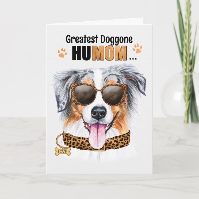 Australian Shepherd Greatest HuMOM Mother's Day Holiday Card (Front)