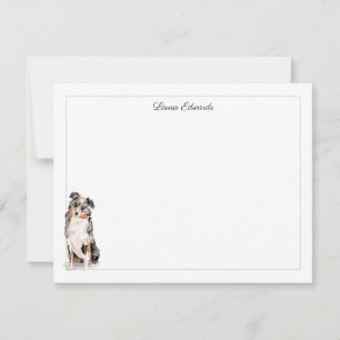 Australian Shepherd Grey Border Personalised Card
