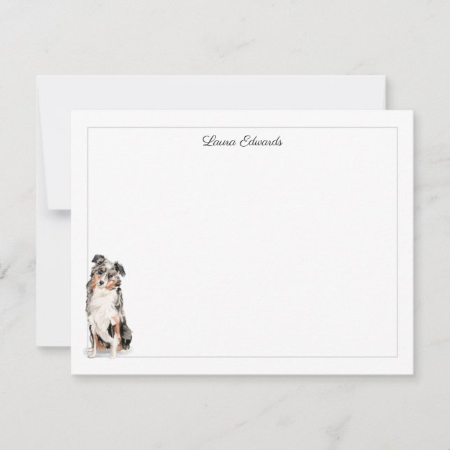 Australian Shepherd Grey Border Personalised Card (Front)