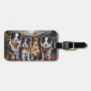 Australian Shepherd Halloween Spooky  Luggage Tag