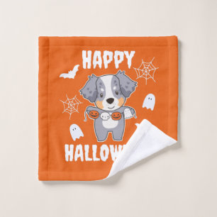 Australian Shepherd Happy Halloween Dog Costume Wash Cloth
