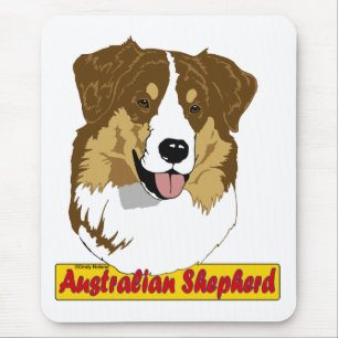 Australian Shepherd head- red tri coloured Mouse Pad