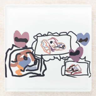 Australian Shepherd hearts Glass Coaster