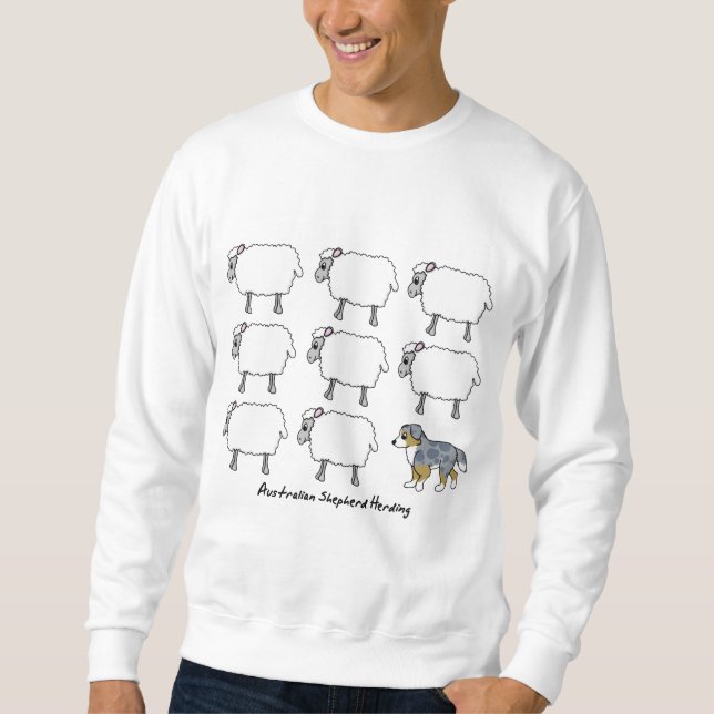 Australian Shepherd Herding Sheep Sweatshirt (Front)
