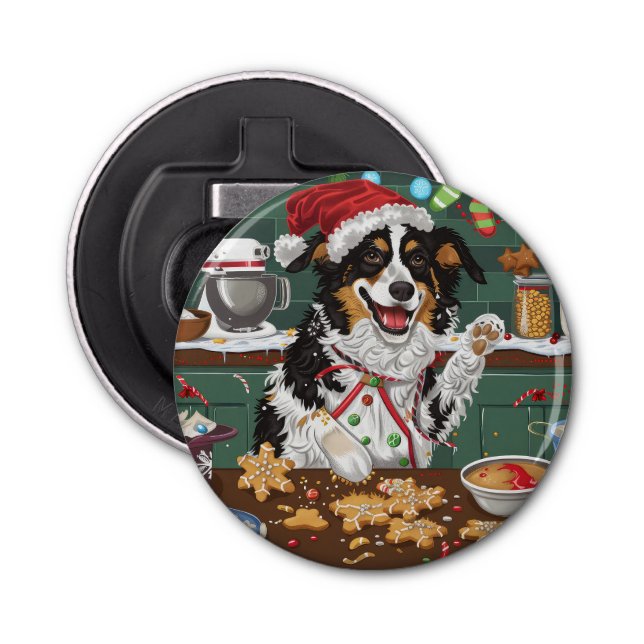 Australian Shepherd Holiday Baking Christmas Bottle Opener (Front)