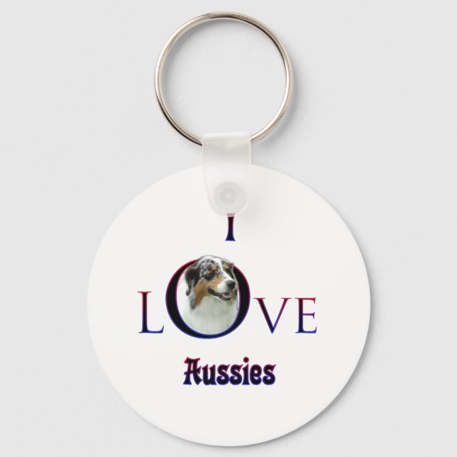 Australian Shepherd I Love Key Ring (Front)