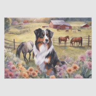 Australian Shepherd in a Rustic Setting Decoupage Tissue Paper