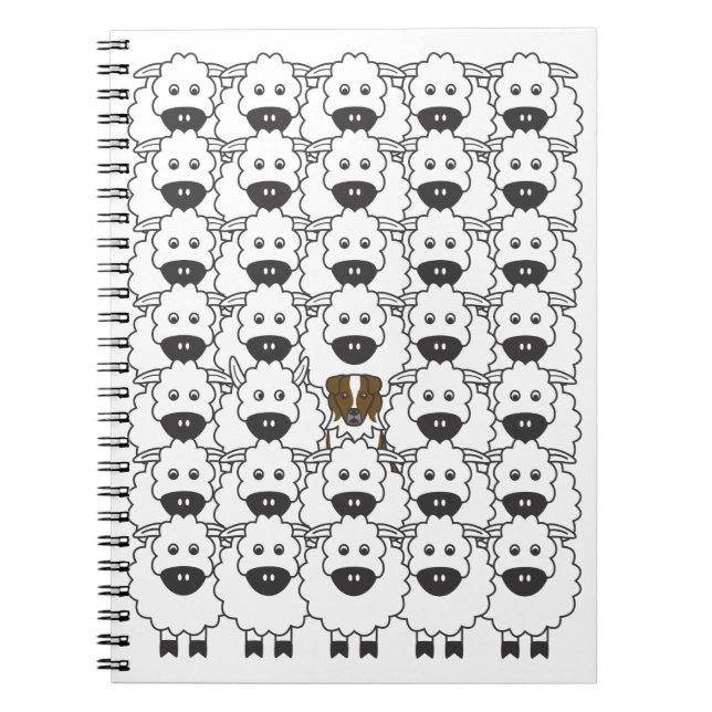 Australian Shepherd in the Sheep Spiral Notebook (Front)