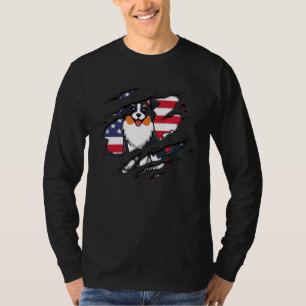 Australian Shepherd Inside scratch Flag 4th Of Jul T-Shirt