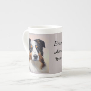 Australian Shepherd Kopf -  Bone China Mug