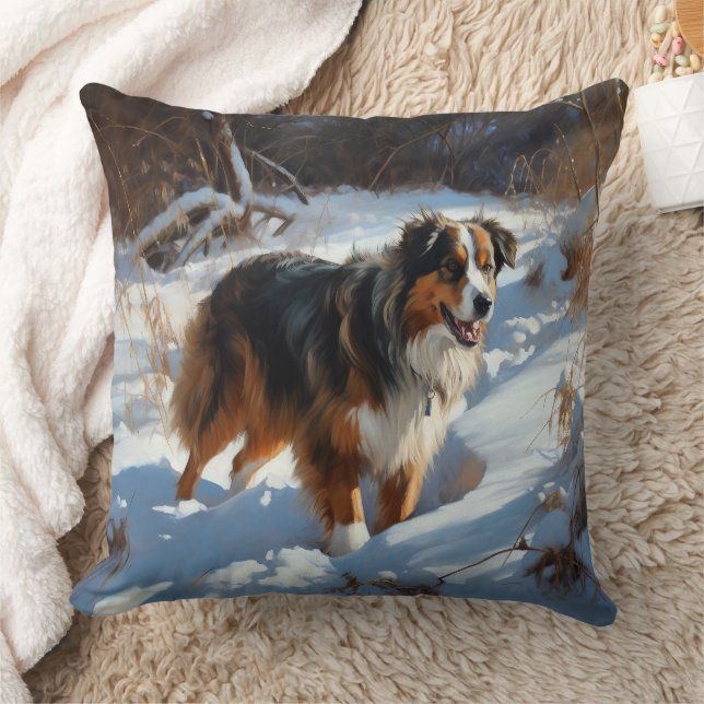 Australian Shepherd Let It Snow Christmas Cushion (Blanket)