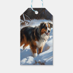 Australian Shepherd Let It Snow Christmas Gift Tags