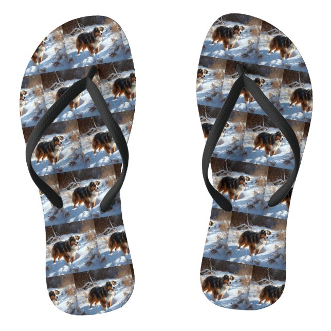 Australian Shepherd Let It Snow Christmas Jandals (Footbed)