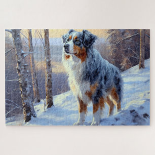 Australian Shepherd Let It Snow Christmas  Jigsaw Puzzle