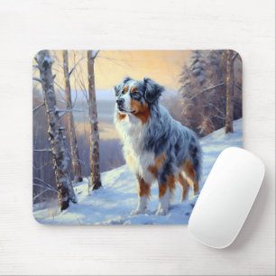 Australian Shepherd Let It Snow Christmas Mouse Pad