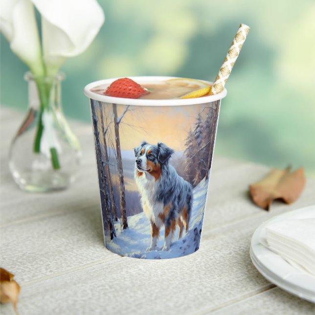 Australian Shepherd Let It Snow Christmas  Paper Cups (Insitu)