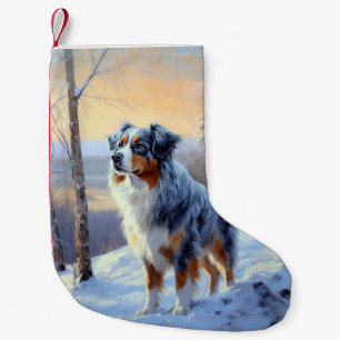 Australian Shepherd Let It Snow Christmas Small Christmas Stocking