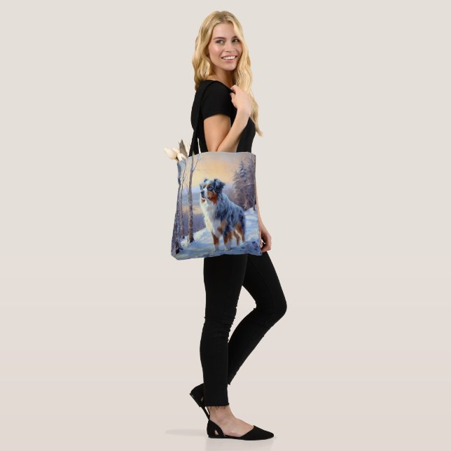 Australian Shepherd Let It Snow Christmas  Tote Bag (On Model)