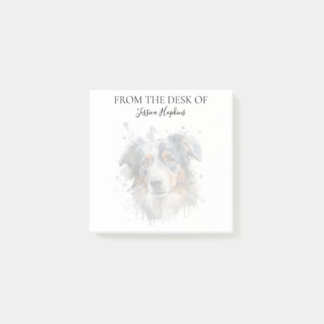 Australian Shepherd Lover Monogrammed Dog Post-it Notes (Front)