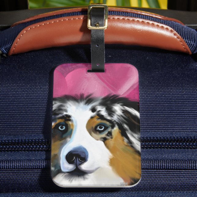 AUSTRALIAN SHEPHERD LUGGAGE TAG (Front Insitu 2)