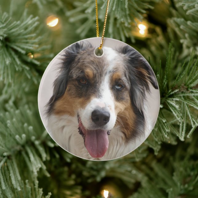 australian shepherd merle ceramic tree decoration (Tree)